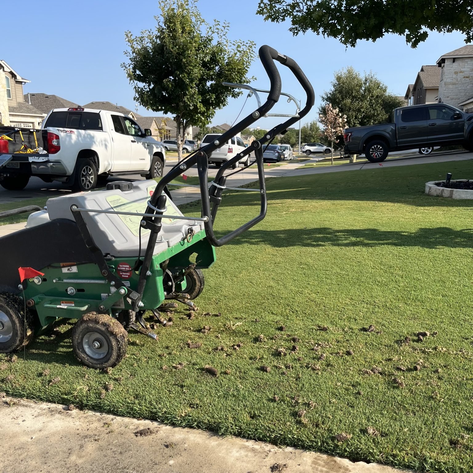 Lawn Aeration Seattle service in progress.